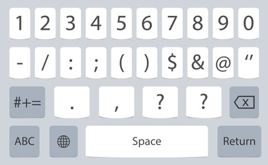 vector modern keyboard of smartphone, numerals buttons