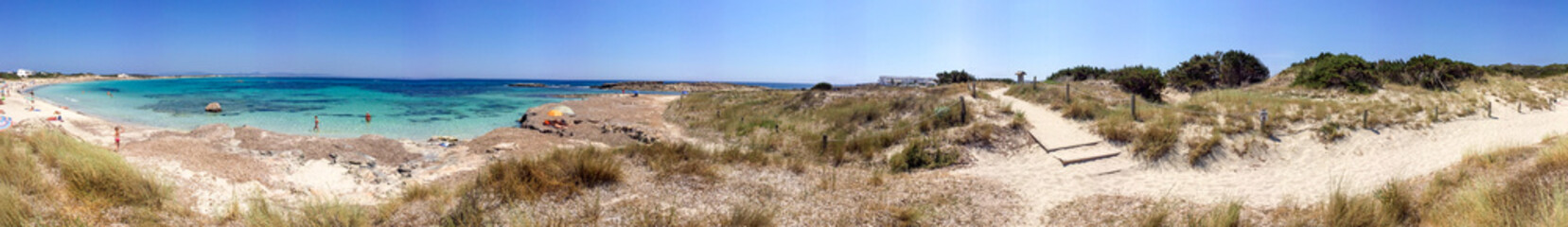 Tourists enjoy wonderful island beach, Formentera - Spain