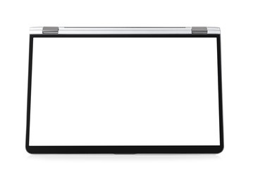 Convertible laptop computer with blank screen isolated on white background