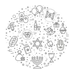 Outline icon collection - Symbols Of Hanukkah