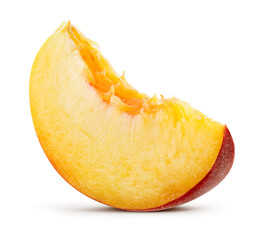 Peach slice isolated on white background. With clipping path.