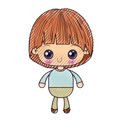 colored crayon silhouette of kawaii cute little boy vector illustration