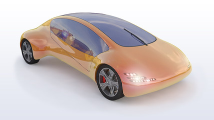 Future Car 3d Concept, rendered model isolated on white background