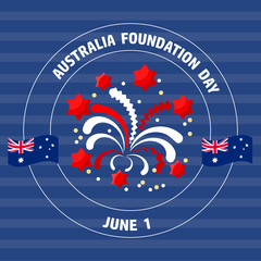 Australia Foundation Day label  on blue.  Vector illustration