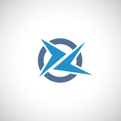 Abstract check mark logo.