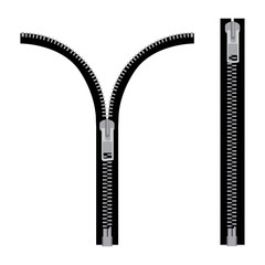 Opened and closed zipper