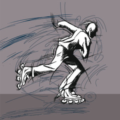 Sketched roller skater © trattieritratti