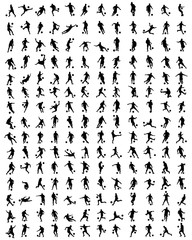 Black silhouettes of football players, vector