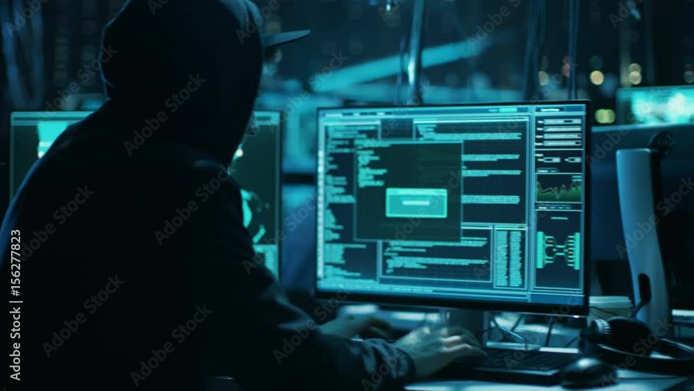 Aufkleber Camera Rapidly Moves from Member to Member of Teenager Hackers Group. They Arrange Attack on Data Servers From their Dark Hideout.  Shot on RED EPIC-W 8K Helium Cinema Camera.