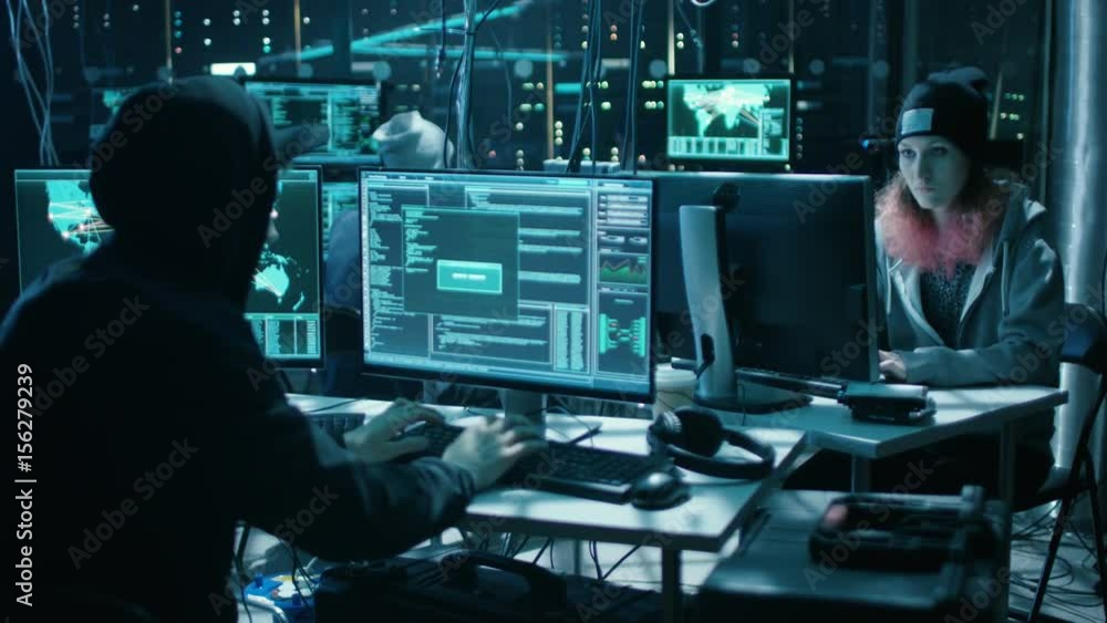 Poster team of internationally wanted hackers teem organize advanced malware attack on corporate servers. p