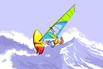 Windsurfing jumping on waves