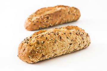 Baked cereal breads isolated on white background

