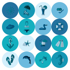 Summer and Beach Simple Flat Icons