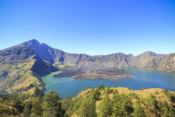 Fototapeta premium Panorama view of Mountain Rinjani of Indonesia
