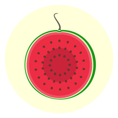 Half slice red watermelon icon, red watermelon split in a half, cut fruit
