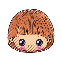 colored crayon silhouette of kawaii head of little boy with facial expression depressed vector illustration