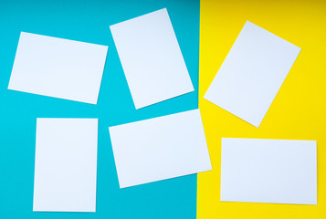 forms white to yellow and blue background, bright colours, empty space for text