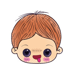 colored crayon silhouette of kawaii head of little boy with facial expression in love vector illustration