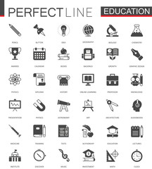 Black classic web Education icons set.
