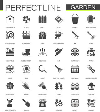 Black classic web Gardening icons set.