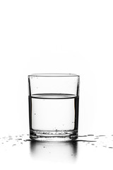 Glass with water on a white background