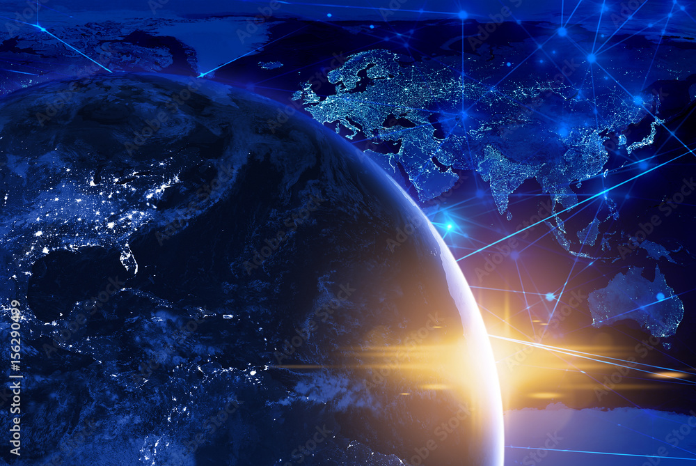 Poster globlal on space with network data information technology social, ai run the world, artificial intel