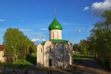View of the cathedral of the Transfiguration of the Christ in Pereslavl-Zalessky from earthen rampart, Russia