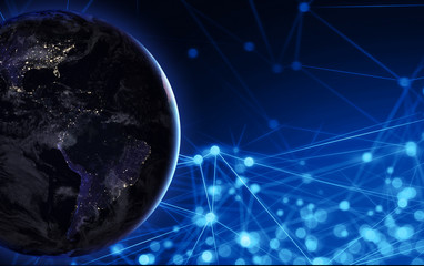Obraz premium globlal on space with network Element of ths image furnished by NASA