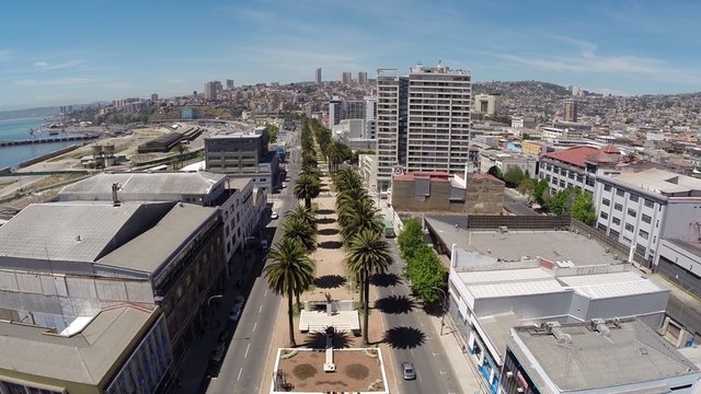 Aerial picture of architecture and city view in Chile
