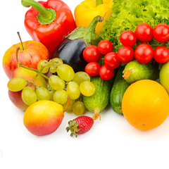 Naklejka na ściany i meble fruits and vegetables isolated on white