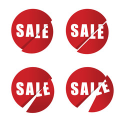 sale icon in red color set illustration
