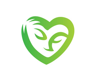 Modern Green Humanity Logo Formed By Love, Face, And Hand Graphic Element