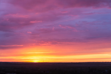 Bright sunset with clouds