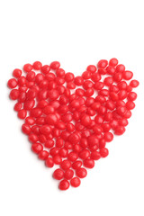Heart made of red candies