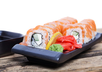 Salmon sushi rolls