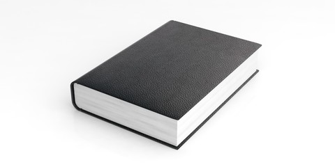 Blank leather book template on white background. 3d illustration
