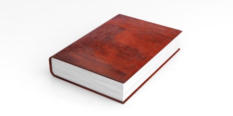 Blank leather book template on white background. 3d illustration