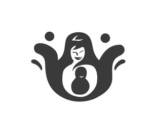 Modern Happy Mother And Baby Community Logo