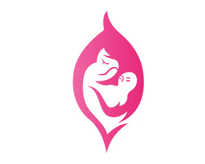 Modern Pink Flame Mother And Baby Logo