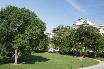 Park area in front of the Neue Burg (New Castle), part of Hofburg Imperial Palace in Vienna