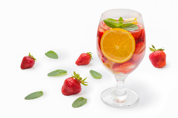 Strawberry and orange drink.