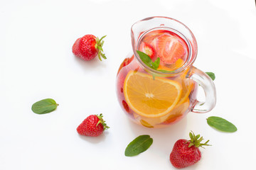 Fototapeta na wymiar Strawberry and orange lemonade .