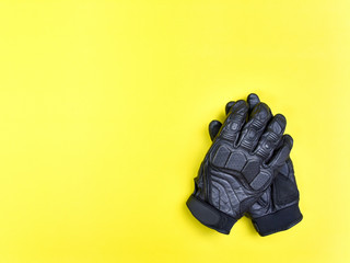 black leather gloves for riding a motorcycle or bicycle