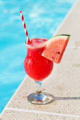 Glass fresh watermelon smoothie juice drink border