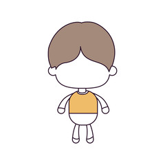 silhouette color sections and light brown hair of faceless little boy with short hair vector illustration