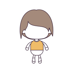 silhouette color sections and light brown hair of faceless little boy with short wavy hair vector illustration