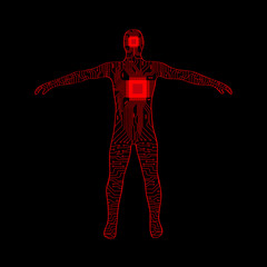 People in the form of electronic circuits. Electronic technology. Chip people.