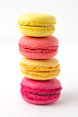 Set of colorful macaroons isolated on white background. Sweet macaroons