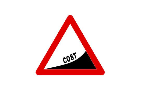 recommend clip art: Cost increase warning road sign isolated on white background