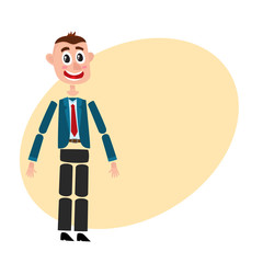 Man character creation set with separate head, body, arm, leg details, cartoon vector illustration with space for text. Funny man, businessman in business suit creation set with moving arms and legs